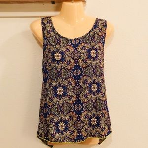 Patterned Open Tulip Back Tank